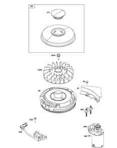 Flywheel, Ignition, And Starter Group Diagram and Parts List for 200000 - 399999 Briggs and Stratton Engine